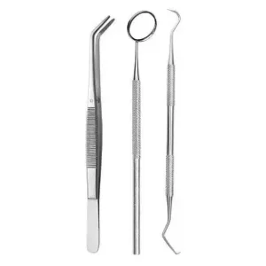 Dental Diagnostic Kit - Mirror, Probe & Tweezers Set